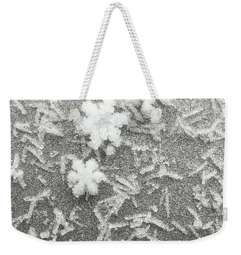 Ice Weekender Tote Bag featuring the photograph Ice Crystals Composition #2 by Aicy Karbstein