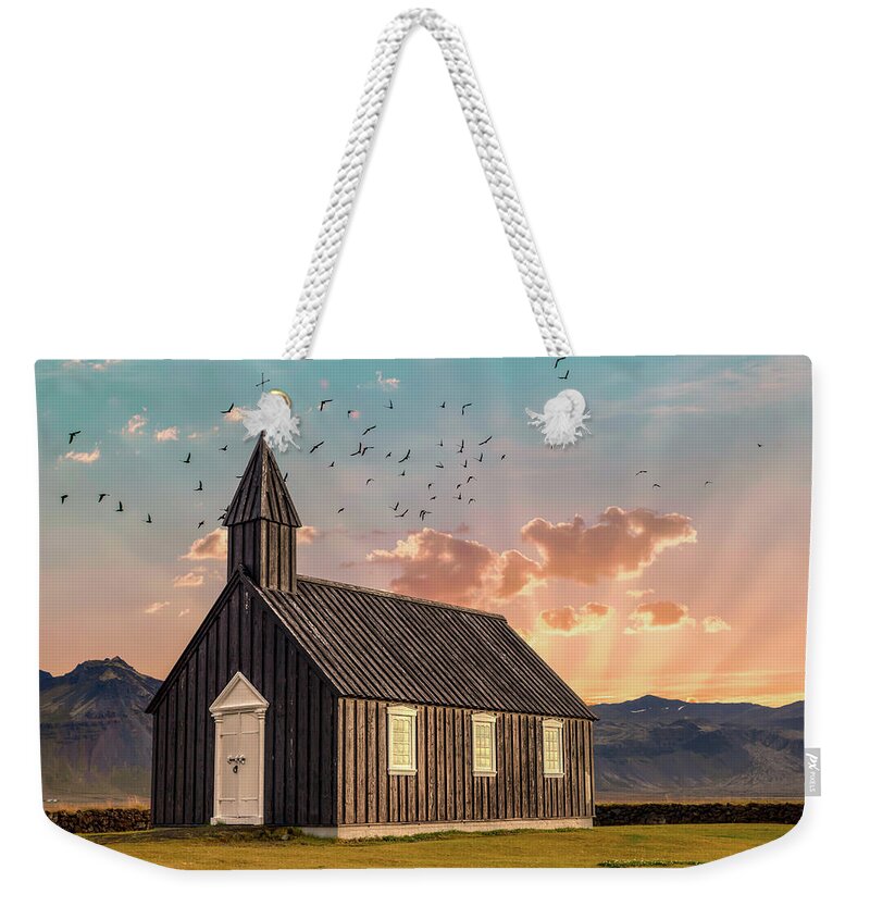 Iceland Weekender Tote Bag featuring the photograph Iceland Chapel by David Letts