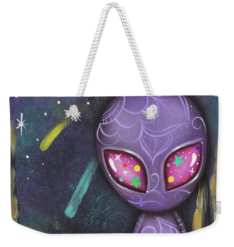Alien Weekender Tote Bag featuring the painting I'm Home by Abril Andrade