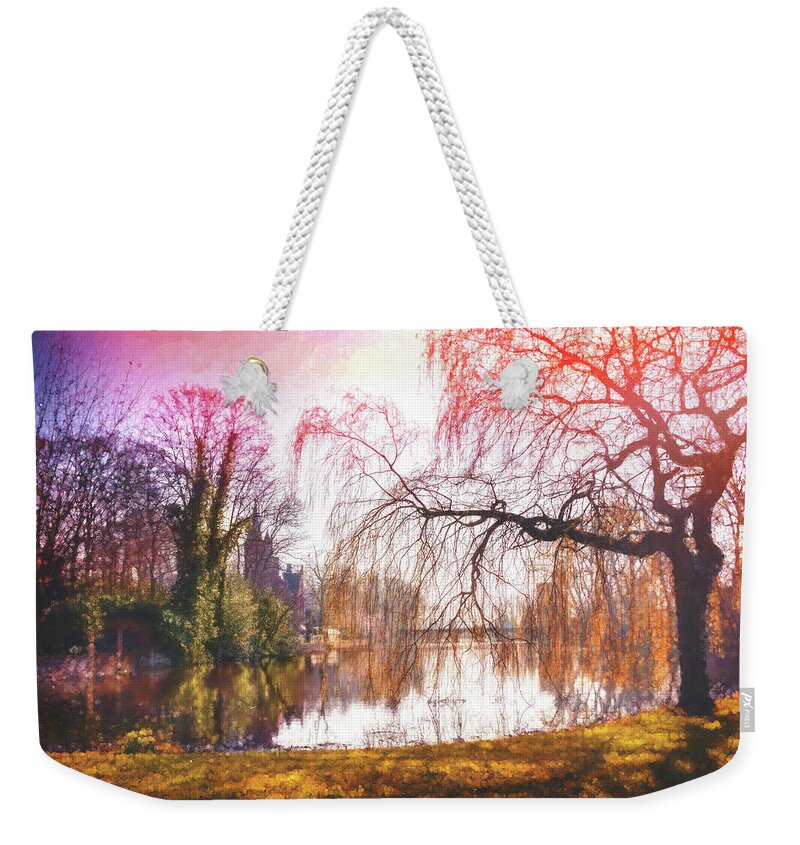 Bruges Weekender Tote Bag featuring the photograph Impressions of Minnewater Bruges Belgium by Carol Japp