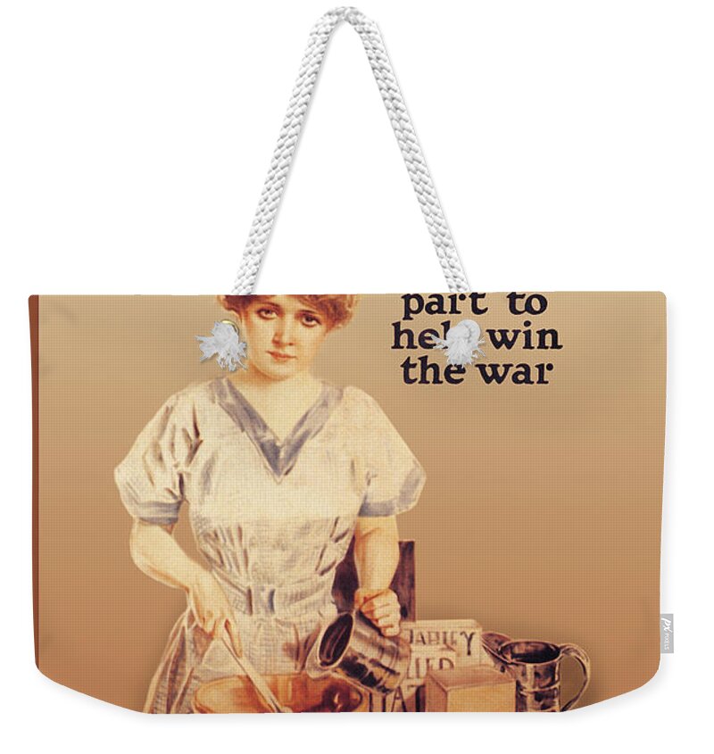 Bread Weekender Tote Bag featuring the painting In her Wheatless Kitchen by Howard Chandler Christy