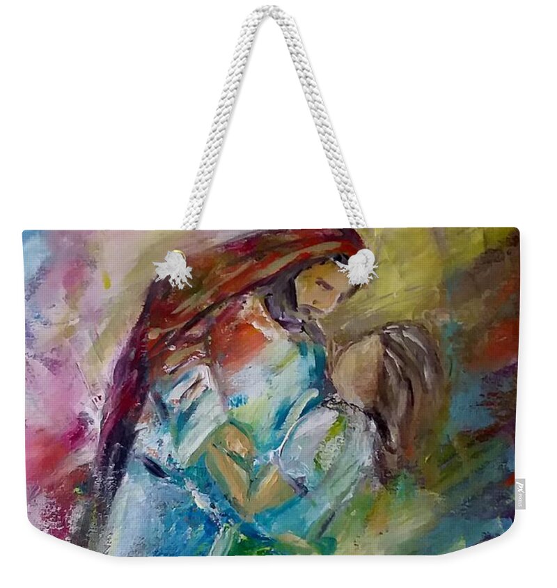 Jesus Weekender Tote Bag featuring the painting In His Presence by Deborah Nell