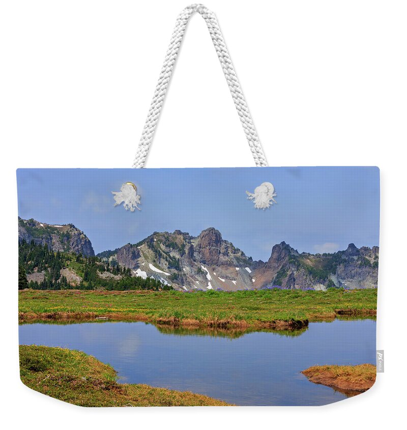 Tranquility Weekender Tote Bag featuring the photograph In Spray Park by John Albert