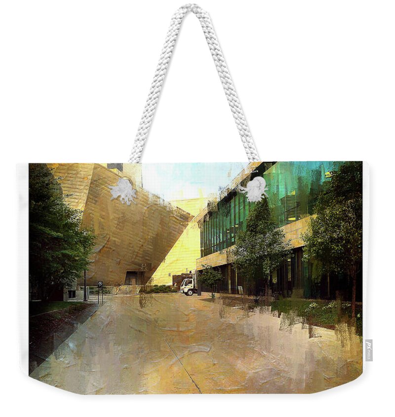 Denver Art Museum Weekender Tote Bag featuring the photograph In The Back of the Hamilton Building by Peggy Dietz