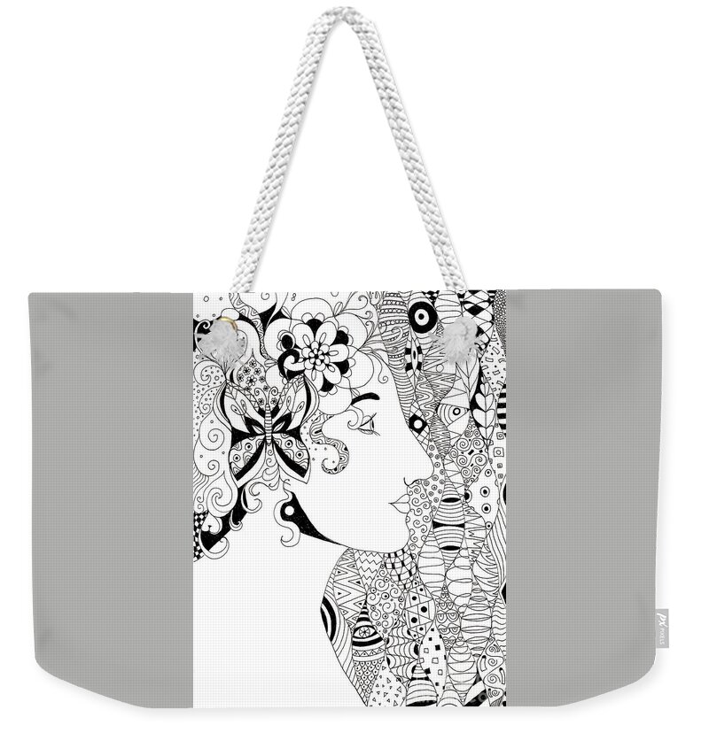 In The Eye Of The Beholder By Helena Tiainen Weekender Tote Bag featuring the drawing In The Eye Of The Beholder by Helena Tiainen