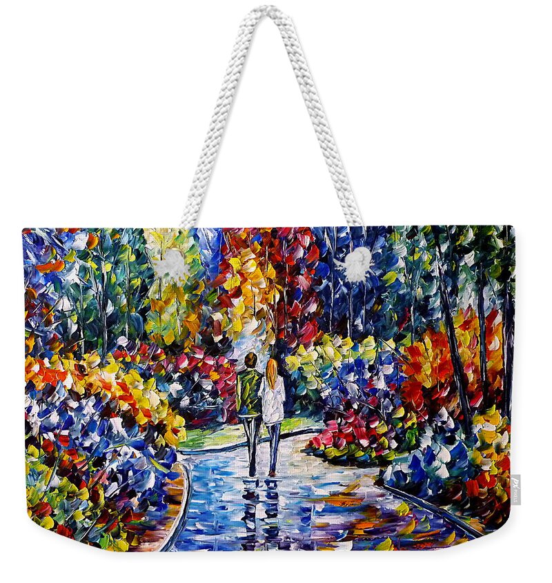 Landscape Painting Weekender Tote Bag featuring the painting In The Garden by Mirek Kuzniar