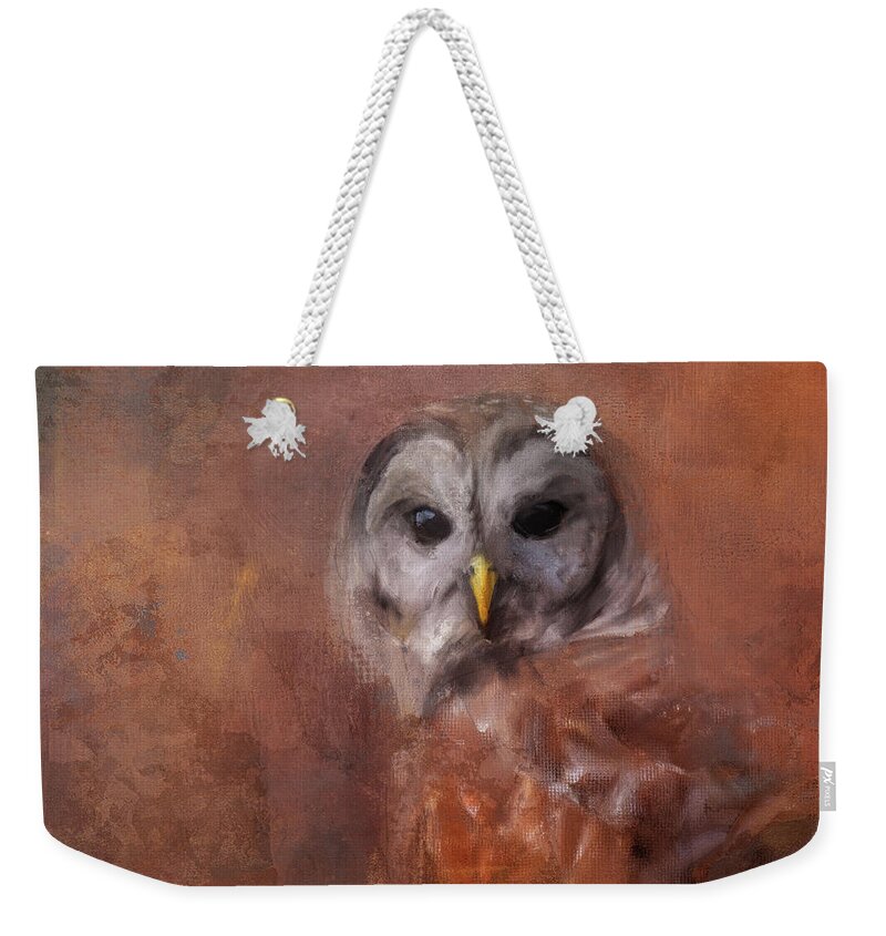 Owl Weekender Tote Bag featuring the painting In The Veil Of Autumn by Jai Johnson