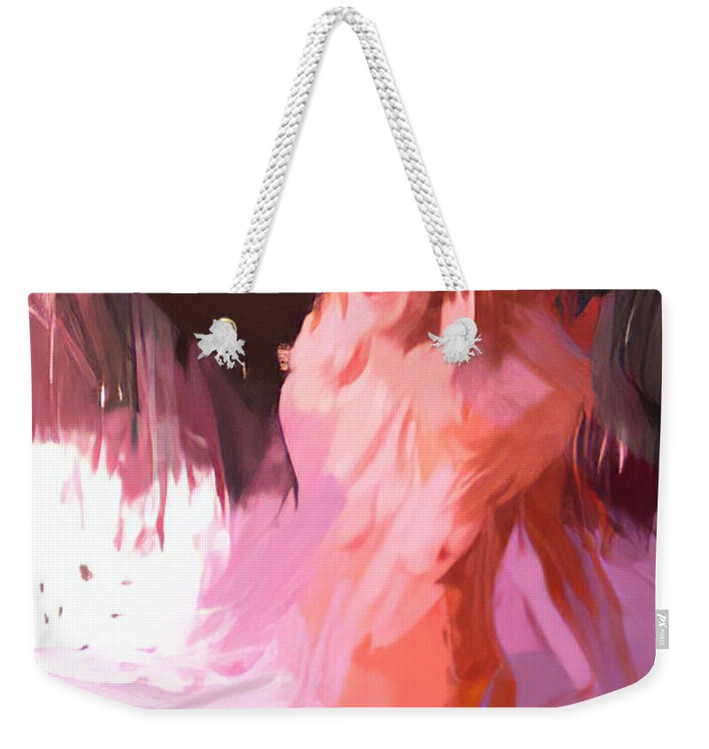 Nude Weekender Tote Bag featuring the digital art In the water abstract by Cathy Anderson