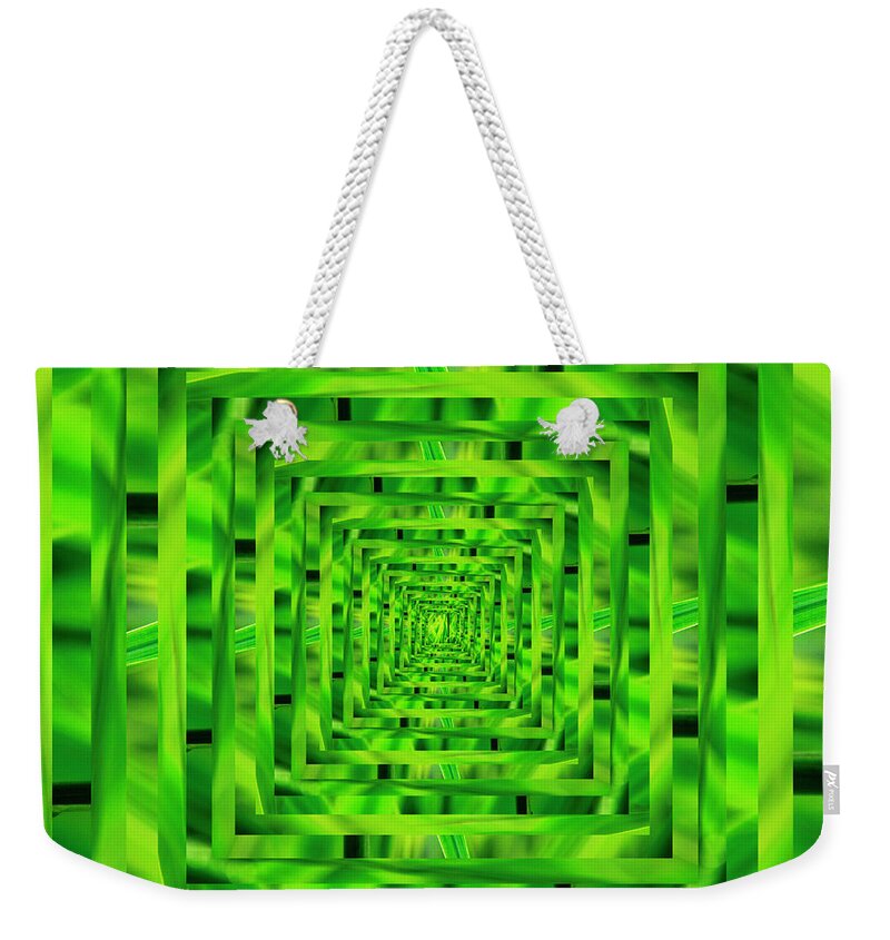 Alpine Weekender Tote Bag featuring the digital art Infinity Tunnel Lake Grass Raindrop by Pelo Blanco Photo