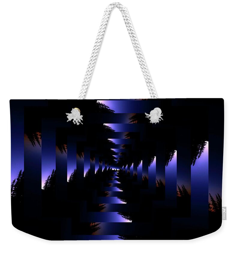 Tree Weekender Tote Bag featuring the digital art Infinity Tunnel Tree Silhouette Sunrise by Pelo Blanco Photo
