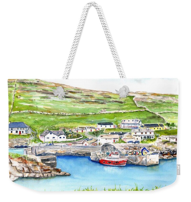Inishturk Ireland Weekender Tote Bag featuring the painting Inishturk Island Ireland by Carlin Blahnik CarlinArtWatercolor