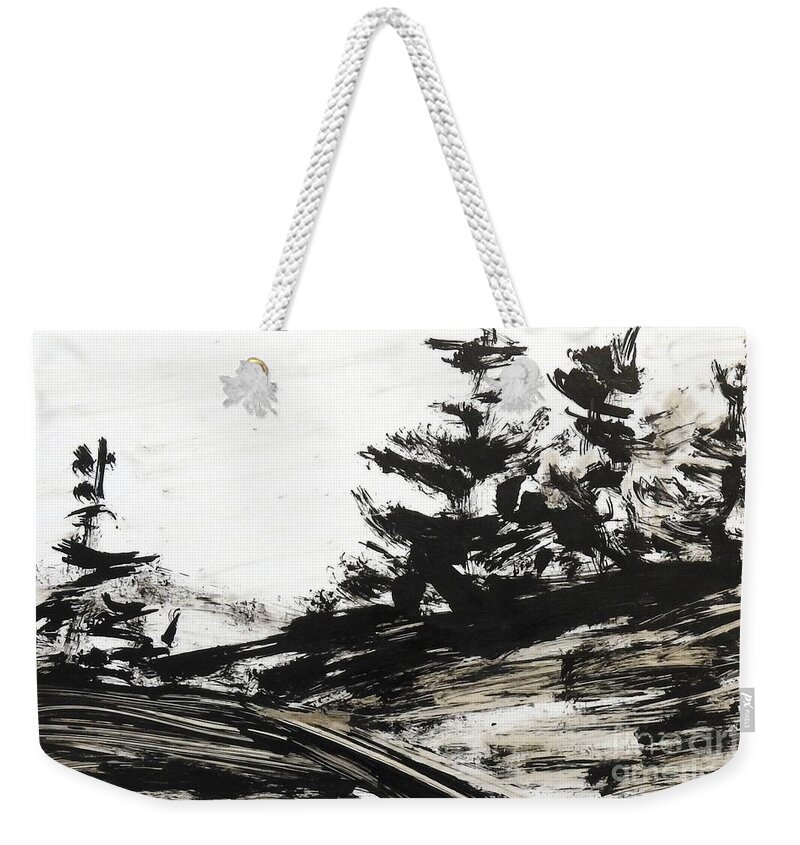 India Ink Weekender Tote Bag featuring the painting Ink Prochade 8 by Petra Burgmann