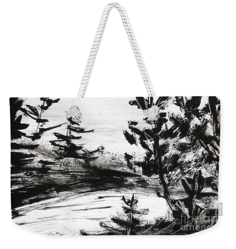 India Ink Weekender Tote Bag featuring the painting Ink Prochade 5 by Petra Burgmann