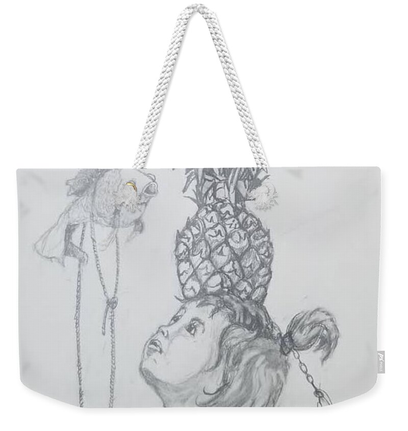  Weekender Tote Bag featuring the drawing Innocence by Carlos Rodriguez