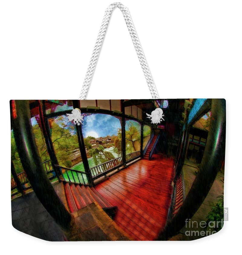  Weekender Tote Bag featuring the photograph Inside And Out Dujiangyan Irrigation System Building by Blake Richards