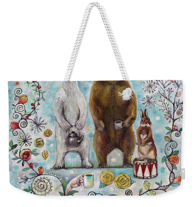 Bear Weekender Tote Bag featuring the painting Inside Story by Manami Lingerfelt