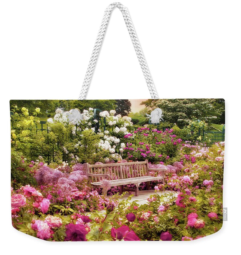 Rose Garden Weekender Tote Bag featuring the photograph Interlude by Jessica Jenney