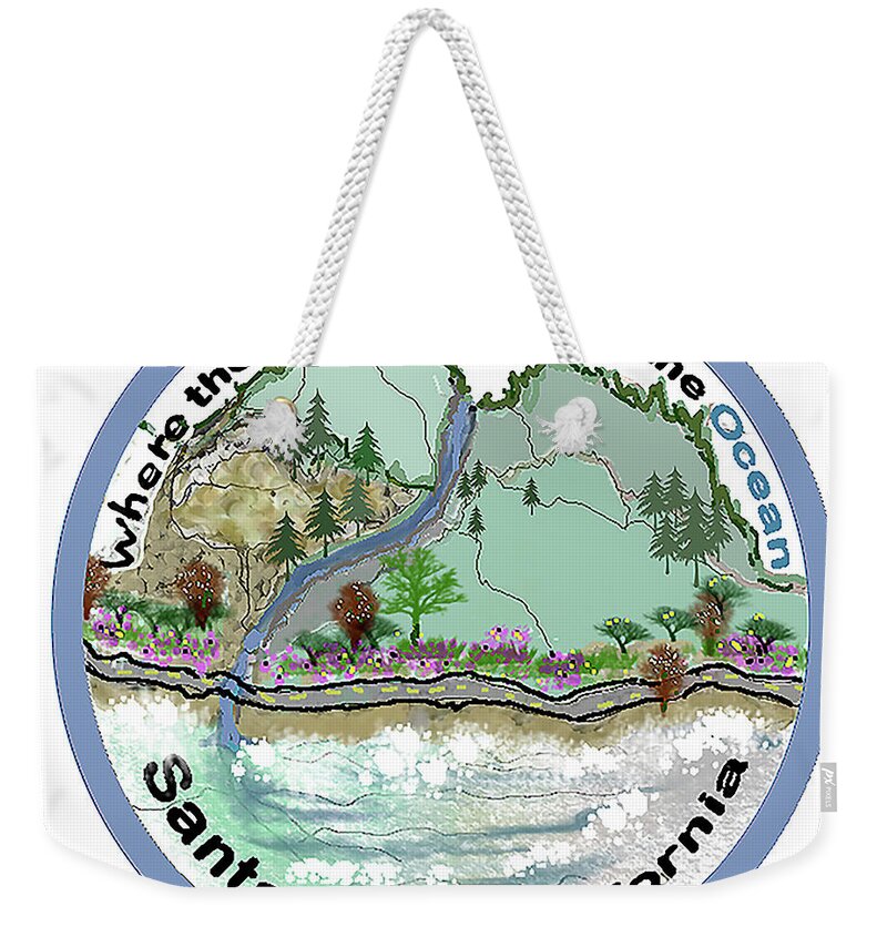 Santa Cruz Mountains Weekender Tote Bag featuring the mixed media Intersection by Ruth Dailey
