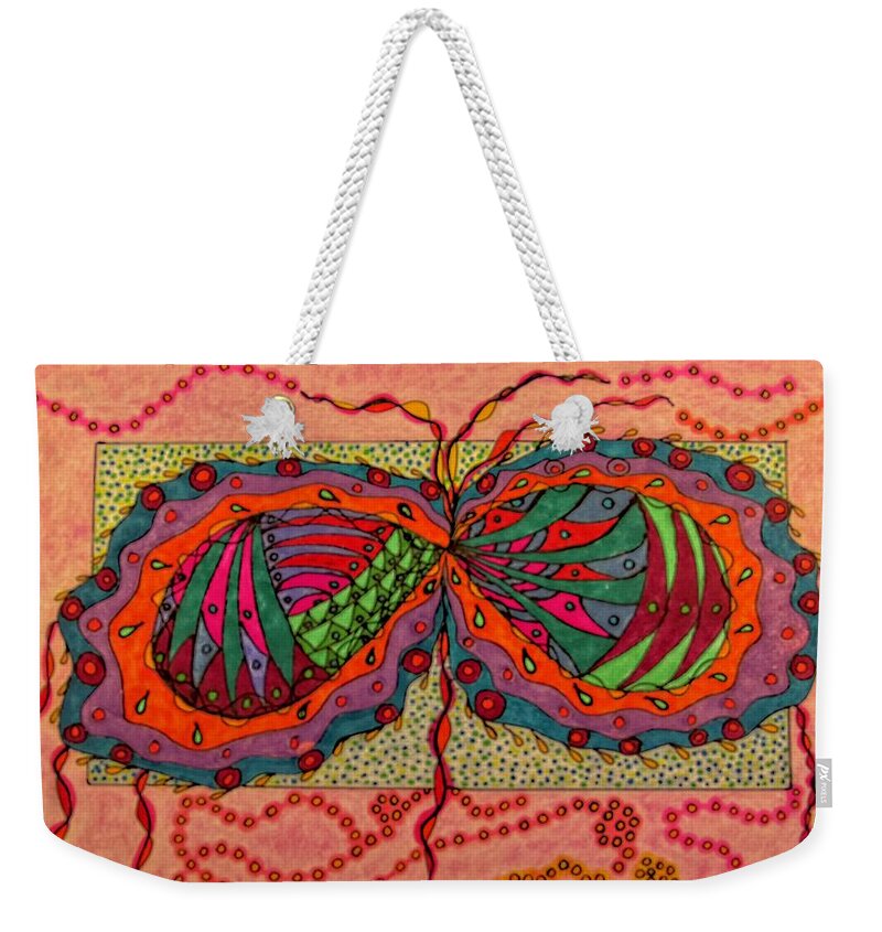 Intimate Weekender Tote Bag featuring the drawing Intimate Infinity by Karen Nice-Webb