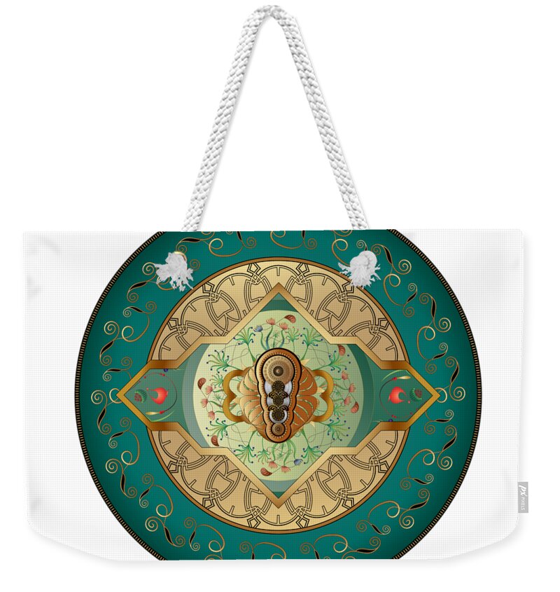 Mandala Weekender Tote Bag featuring the digital art Circumplexical No 3837 by Alan Bennington