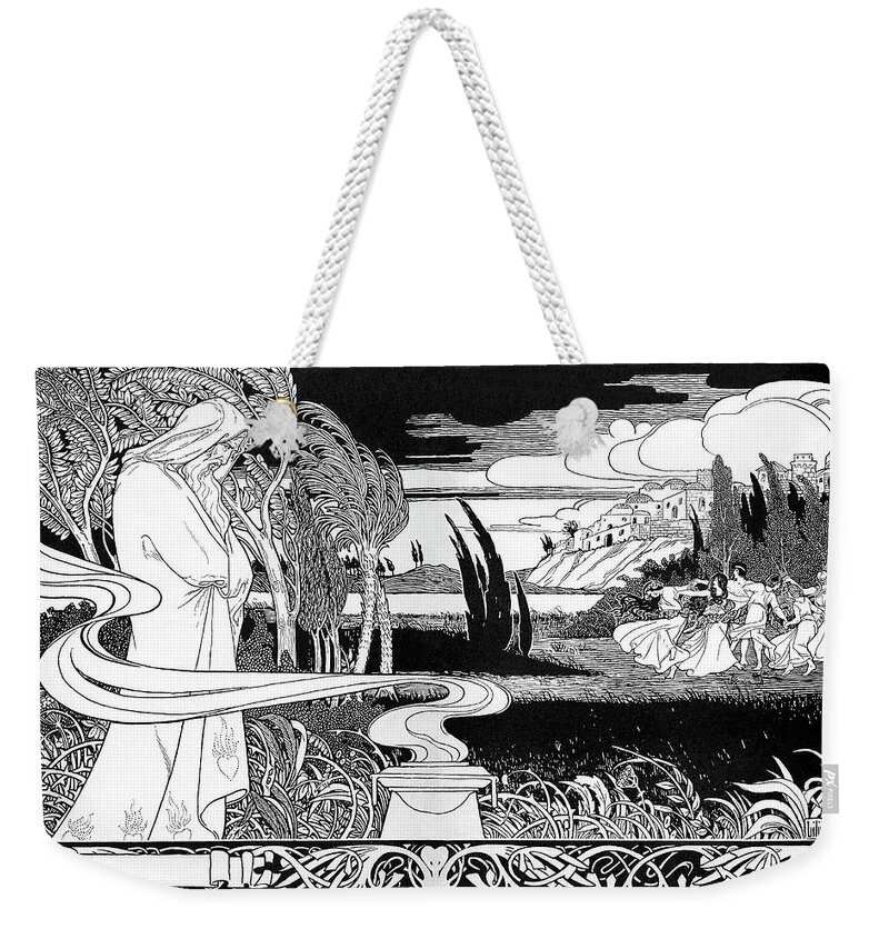 19th Weekender Tote Bag featuring the drawing Isaiah By Ephraim Moses Lilien by Ephraim Moses Lilien