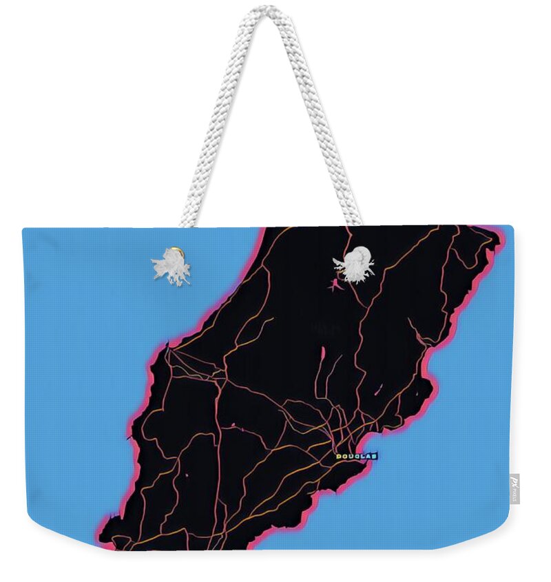 Isle Of Man Weekender Tote Bag featuring the digital art Isle of Man Map by HELGE Art Gallery