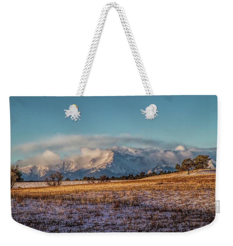 Pikes Peak Weekender Tote Bag featuring the photograph It Begins by Alana Thrower