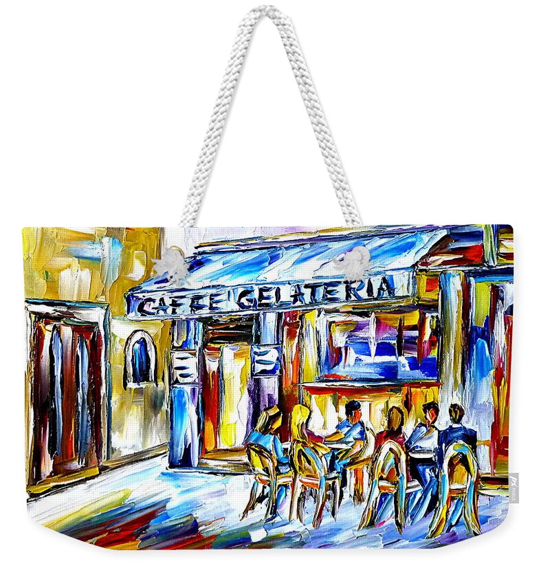Cafe In Venice Weekender Tote Bag featuring the painting Italian Flair by Mirek Kuzniar
