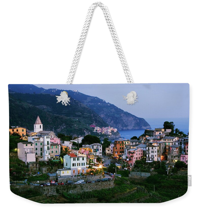 Outdoors Weekender Tote Bag featuring the photograph Italy, Liguria, Corniglia With Manarola by Jeremy Woodhouse