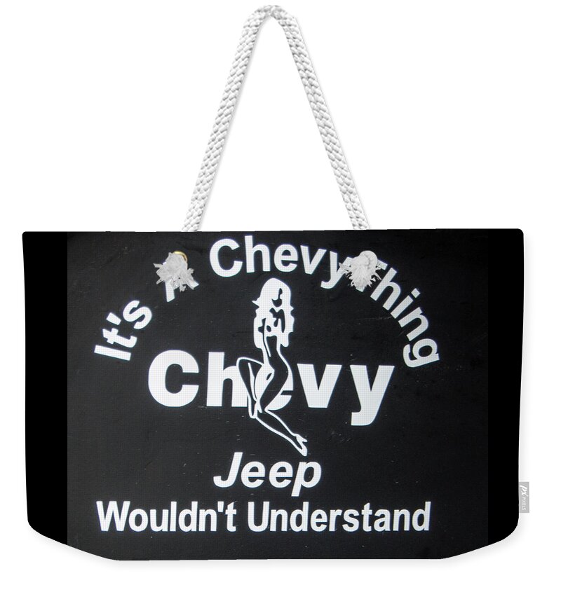 Chevy Weekender Tote Bag featuring the photograph Its a Chevy Thing by Ron Roberts