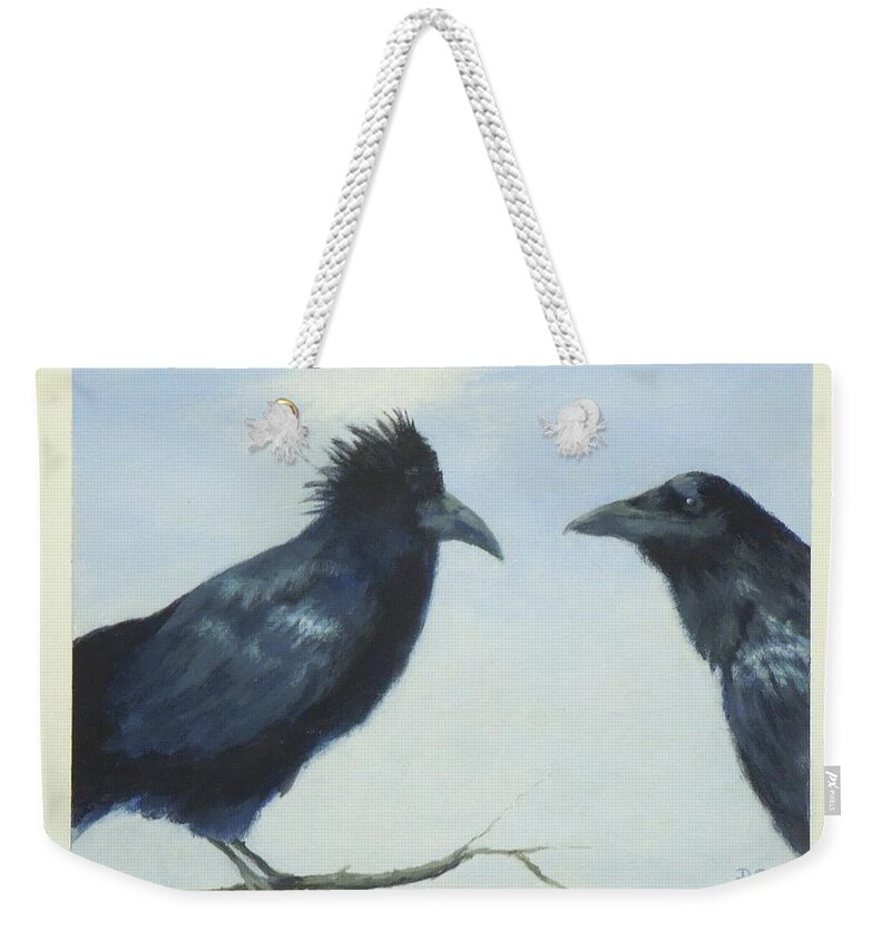 Raven Weekender Tote Bag featuring the painting It's Called a Crowhawk by Phyllis Andrews