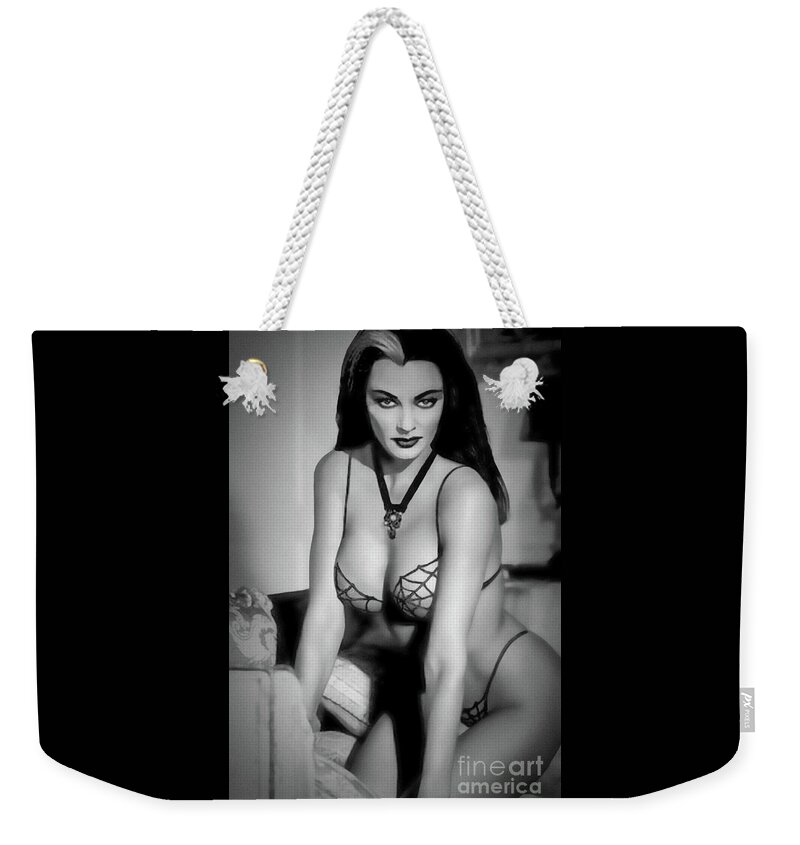 Yvonne De Carlo Weekender Tote Bag featuring the photograph Yvonne De Carlo as Lily Munster by Franchi Torres