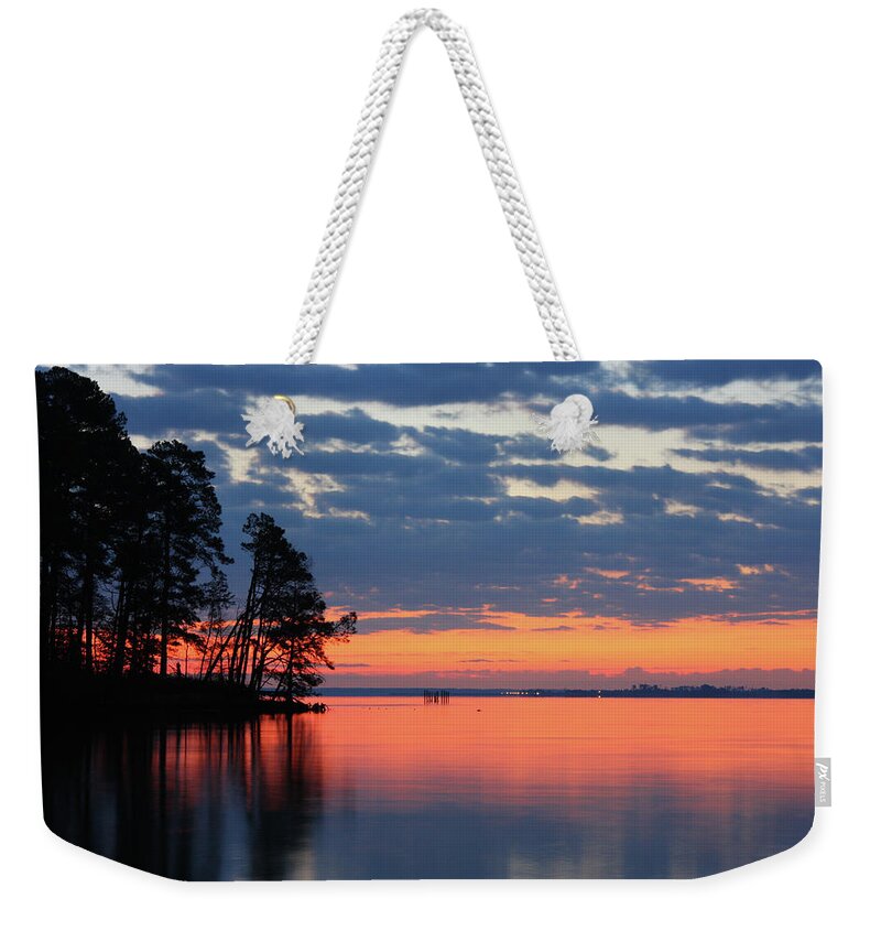 James River Sunrise Weekender Tote Bag featuring the photograph James River sunrise by Greg Smith