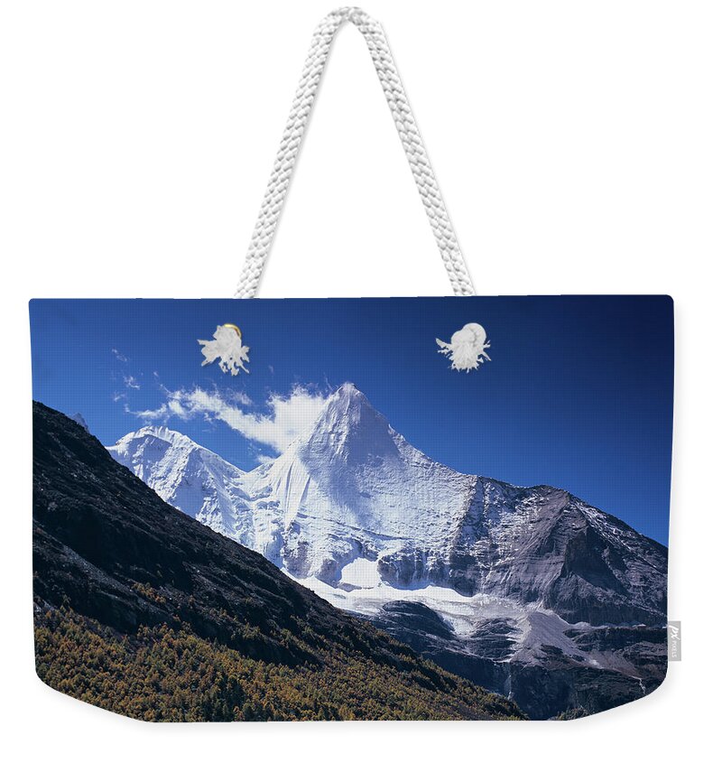 Tranquility Weekender Tote Bag featuring the photograph Jampelyang Sacred Mountains Filmnew22 1 by Wilbur Law