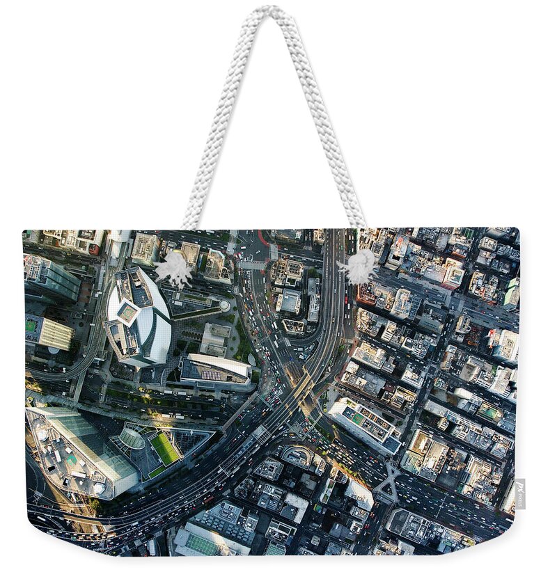 Outdoors Weekender Tote Bag featuring the photograph Japan, Tokyo, Shiodome, Aerial View by Flashfilm