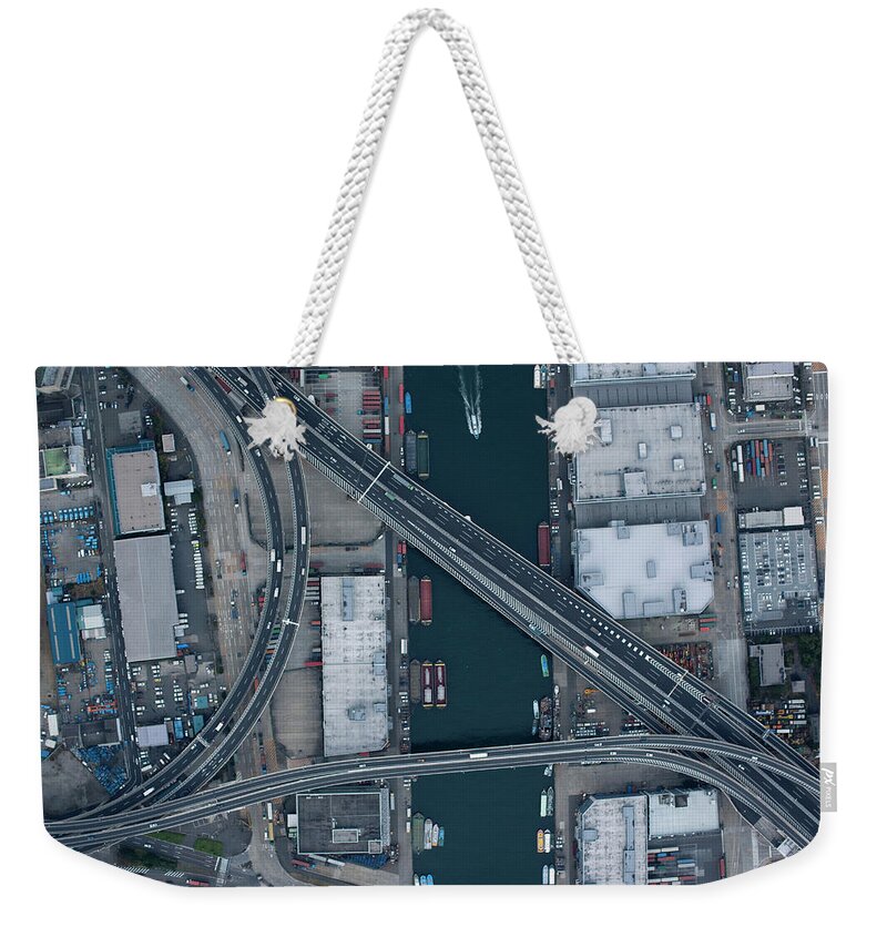 Freight Transportation Weekender Tote Bag featuring the photograph Japan, Yokohama, Kanagawa, Harbour And by Michael H
