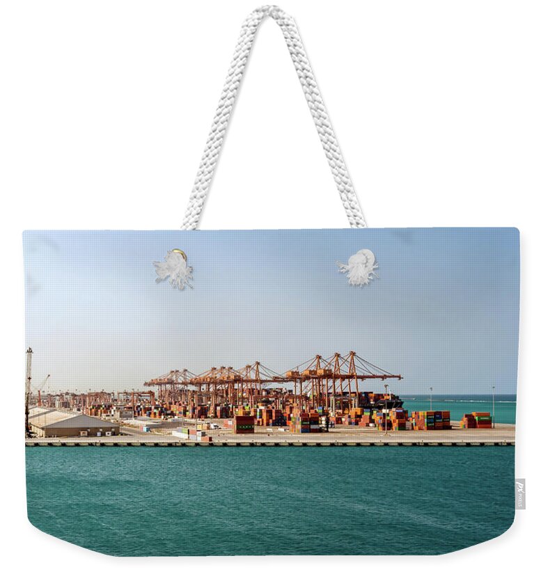 Seaport Weekender Tote Bag featuring the photograph Jeddah Seaport by William Dickman