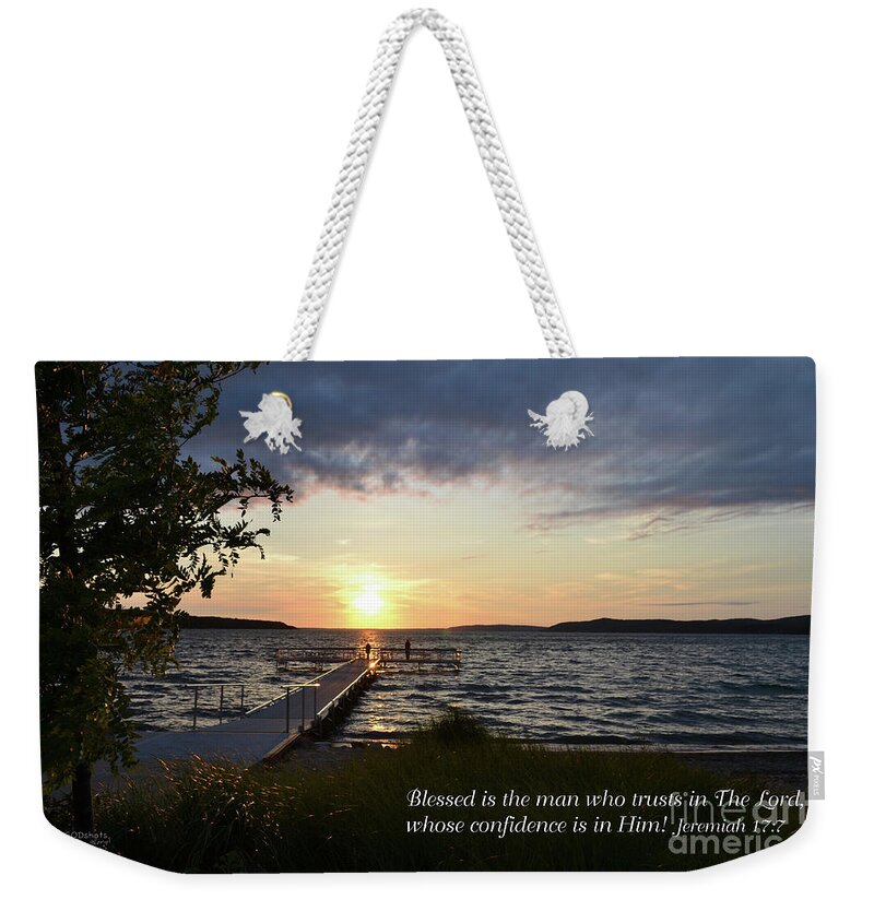  Weekender Tote Bag featuring the mixed media Jeremiah 17 7 by Lori Tondini