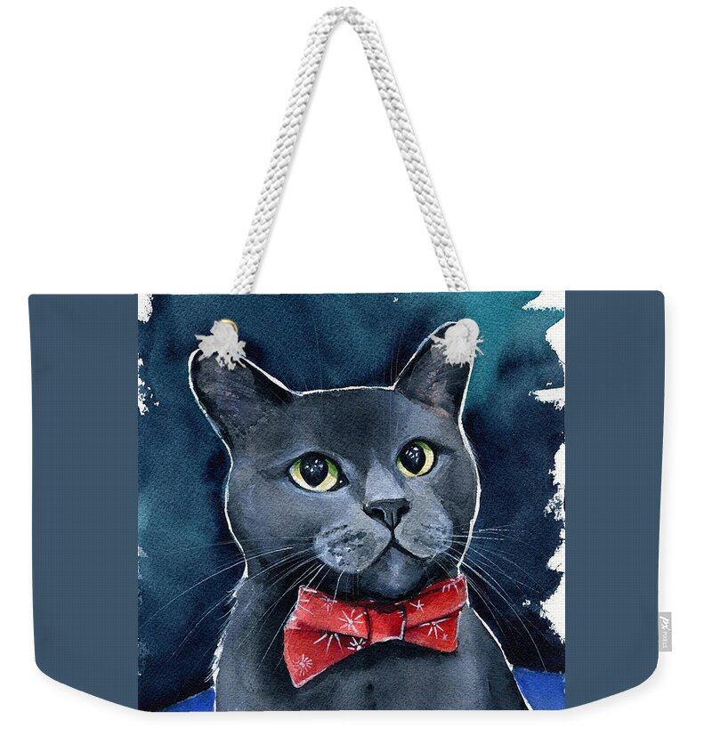 Cat Weekender Tote Bag featuring the painting Jerome by Dora Hathazi Mendes