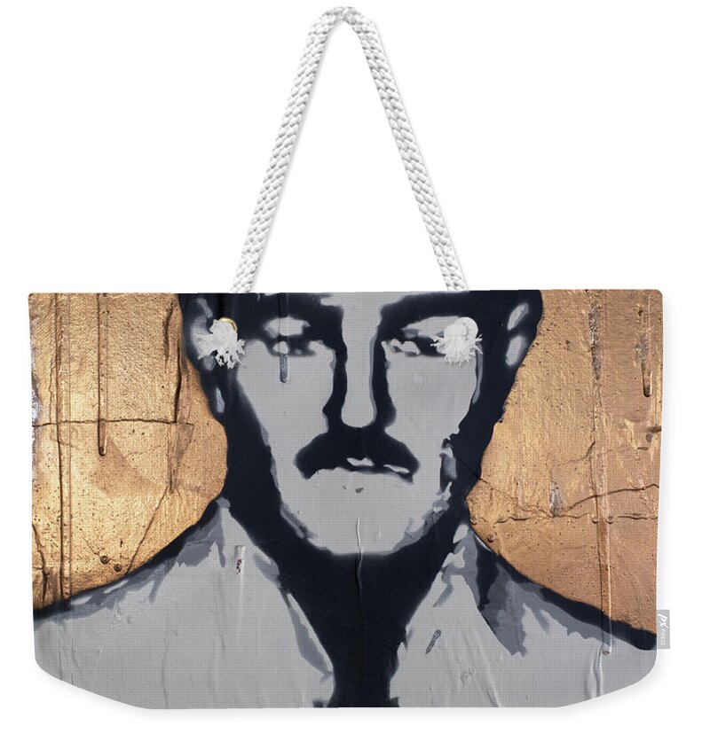  Weekender Tote Bag featuring the mixed media Jesus Malverde  by SORROW Gallery