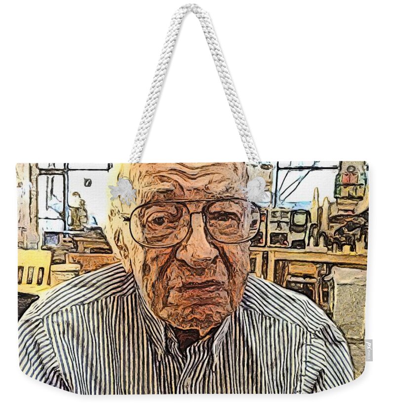 Photoshopped Photograph Weekender Tote Bag featuring the digital art Joe Cohen at 100 by Steve Glines