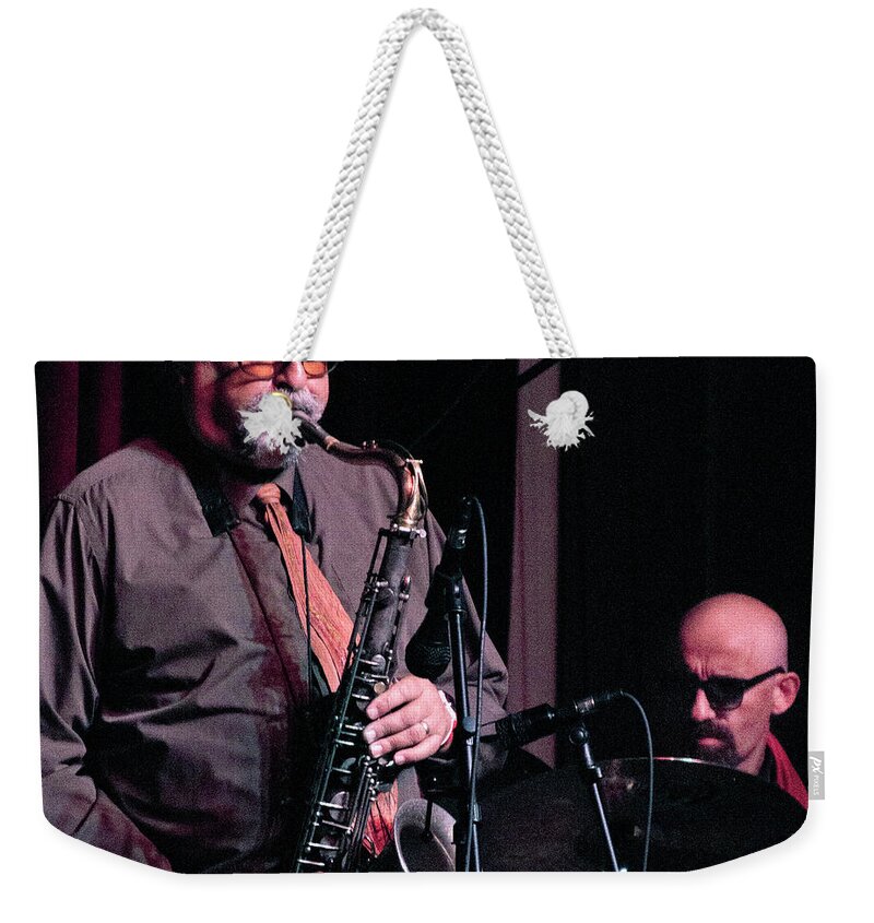 Jazz Weekender Tote Bag featuring the photograph Joe Lovano and Lamy Istrefi 2 by Lee Santa