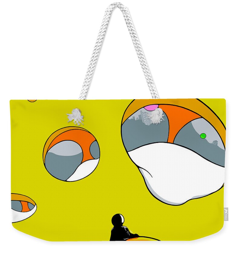 Yellow Weekender Tote Bag featuring the drawing Jonah by Craig Tilley