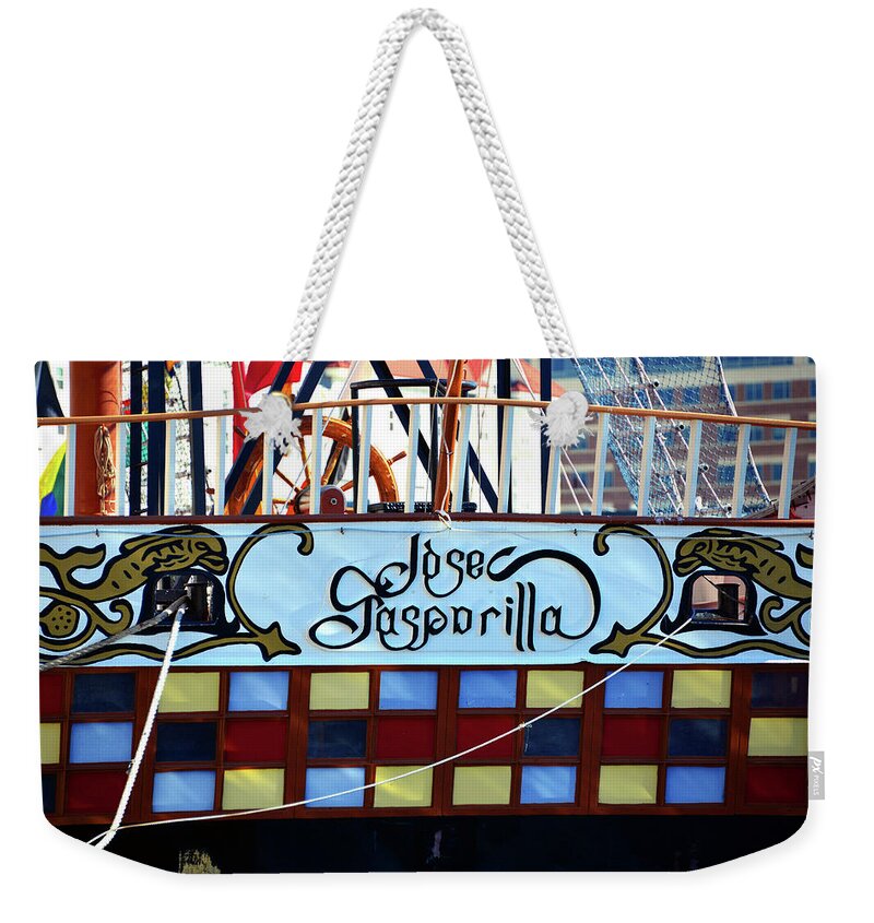 Jose Gasparilla Weekender Tote Bag featuring the photograph Jose Gasparilla's stern by David Lee Thompson