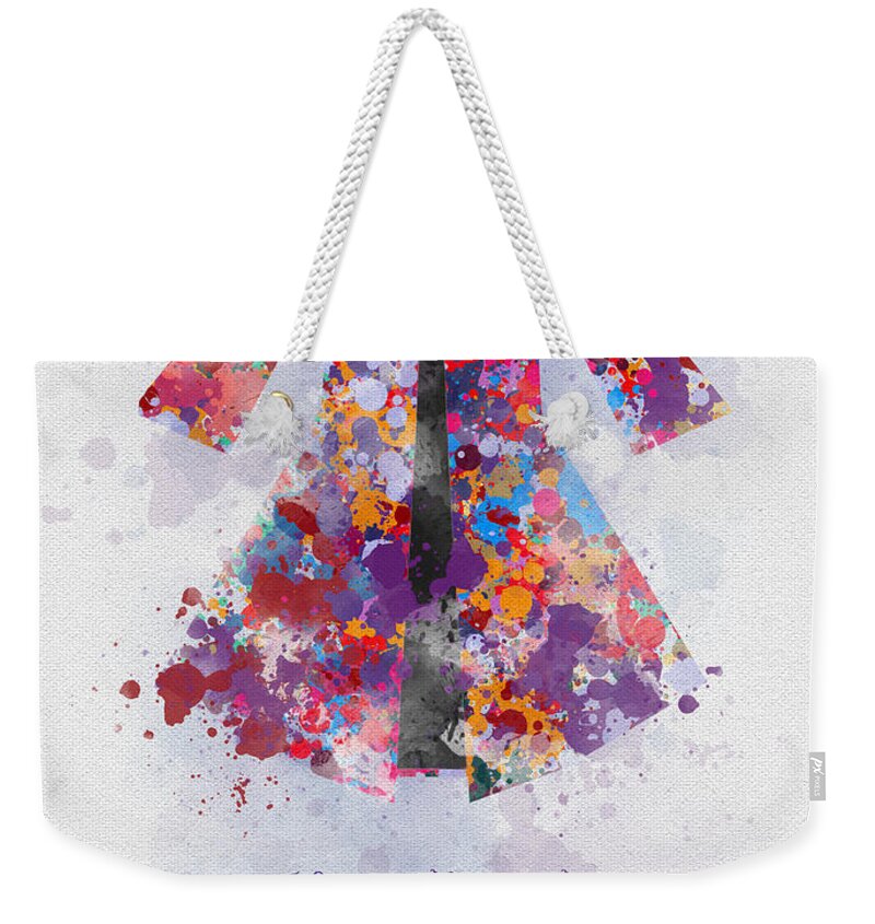 Joseph Weekender Tote Bag featuring the mixed media Joseph and the Amazing Technicolor Dreamcoat by My Inspiration