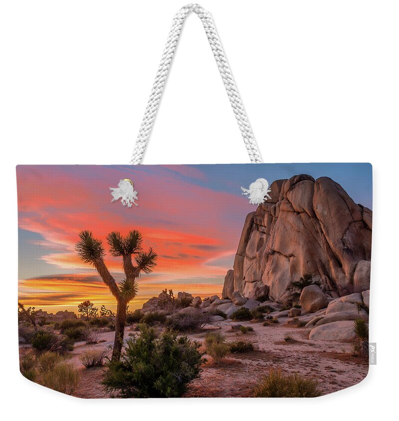 California Weekender Tote Bag featuring the photograph Joshua Tree Sunset by Peter Tellone
