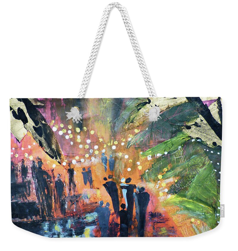 Abstract Weekender Tote Bag featuring the painting Jungle Rhythm 300 by Sharon Williams Eng