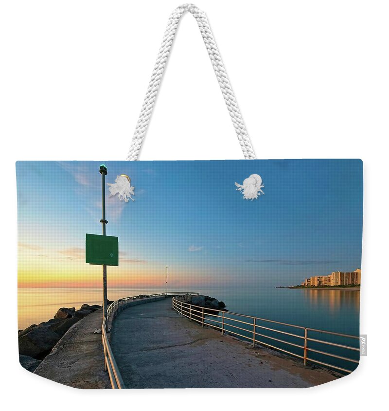 Nature Weekender Tote Bag featuring the photograph Jupiter Inlet Jetty Looking South by Steve DaPonte