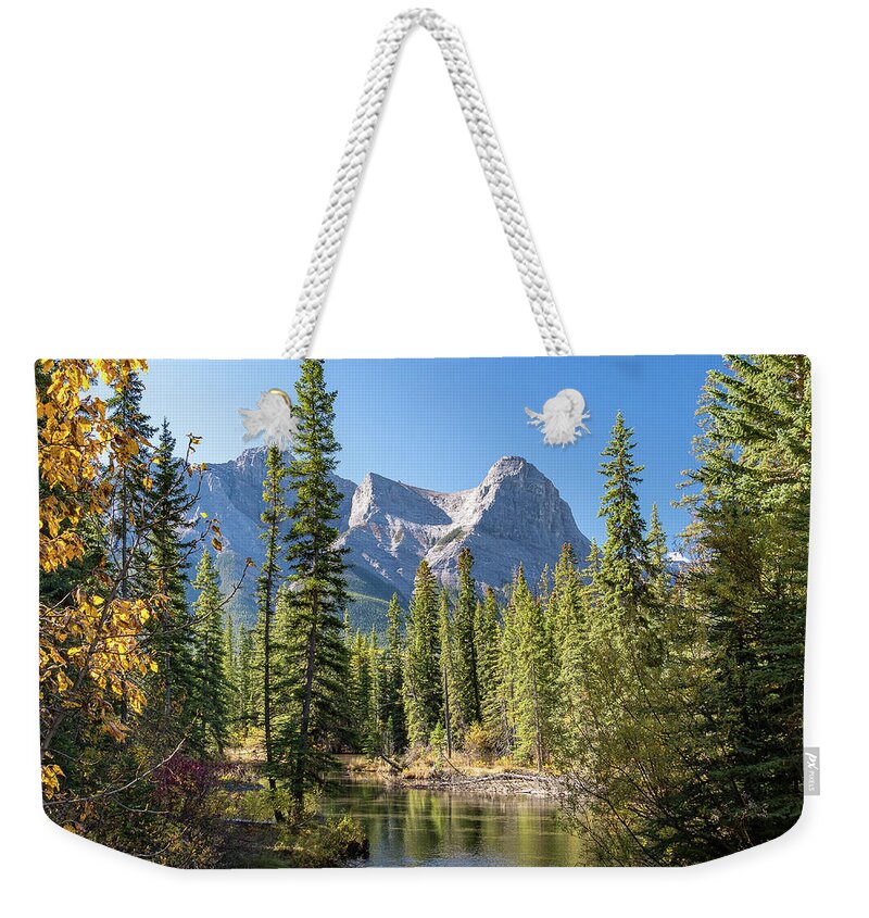 Canmore Weekender Tote Bag featuring the photograph Kananaskis Country from Canmore by Tim Kathka