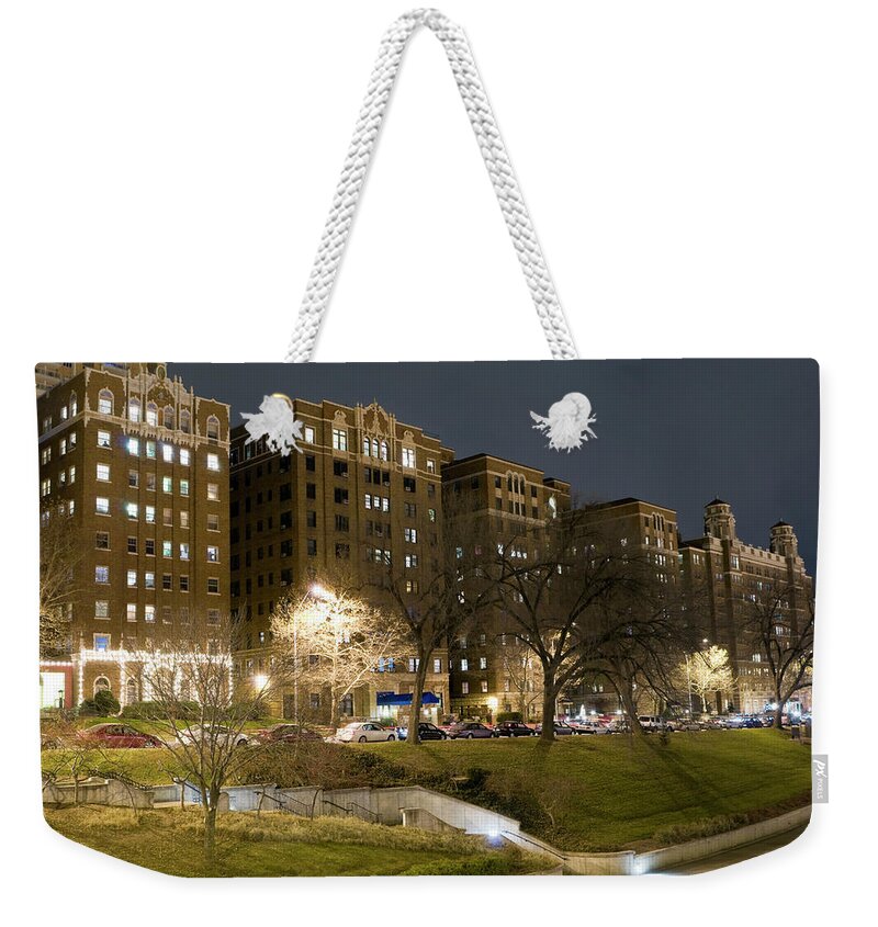Grass Weekender Tote Bag featuring the photograph Kansas City Apartment Buildings by Chris Pritchard